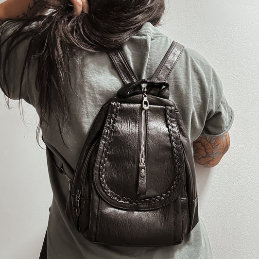 Woven Black Backpack