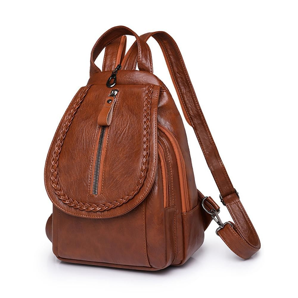 Woven Brown Backpack