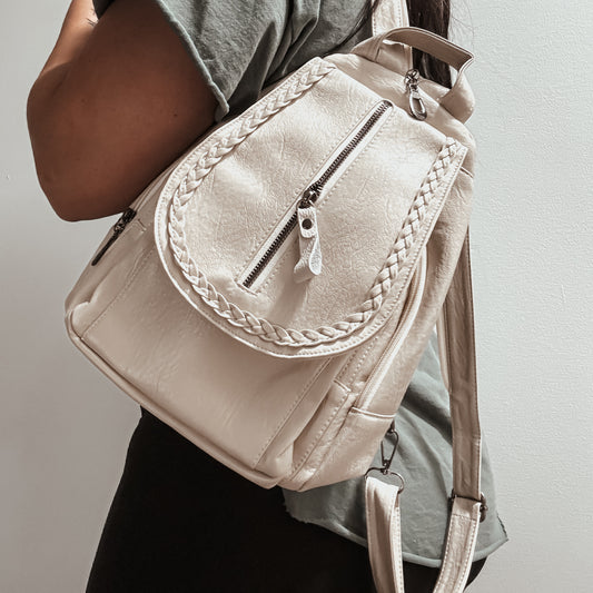 Woven Cream backpack