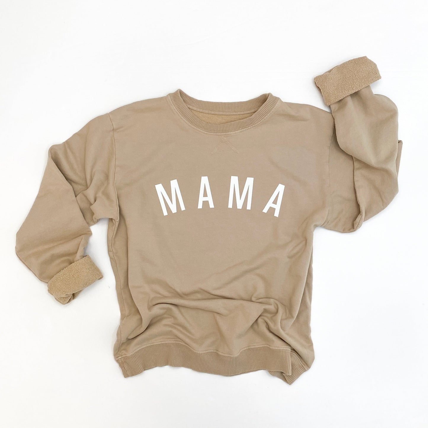 Curved Mama Essential Crewneck - White Design