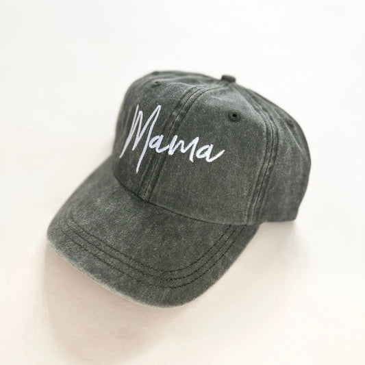 Mama Handwritten Script Embroidered Baseball Cap