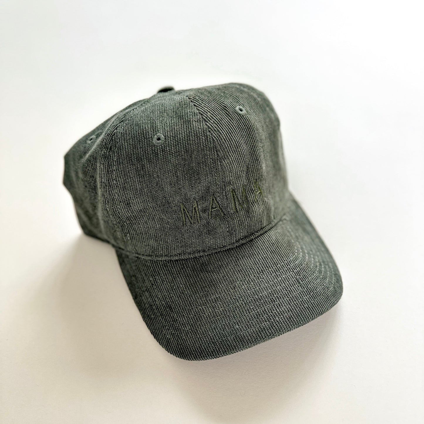 Mama Basic Tonal Embroidered Corduroy Cap