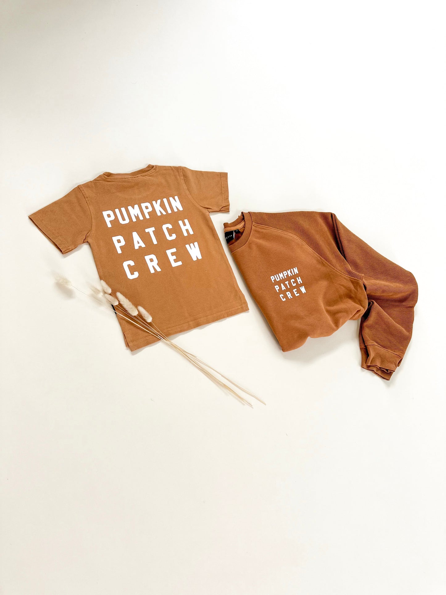 Pumpkin Patch Crew Adult Waffle Sleeve Crewneck - Faded Autumn