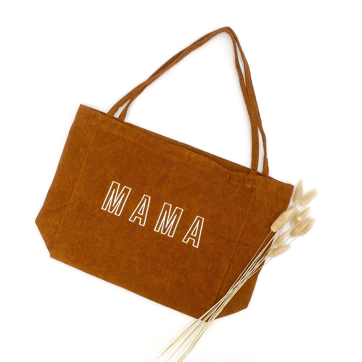 Mama Embroidered Corduroy Bag
